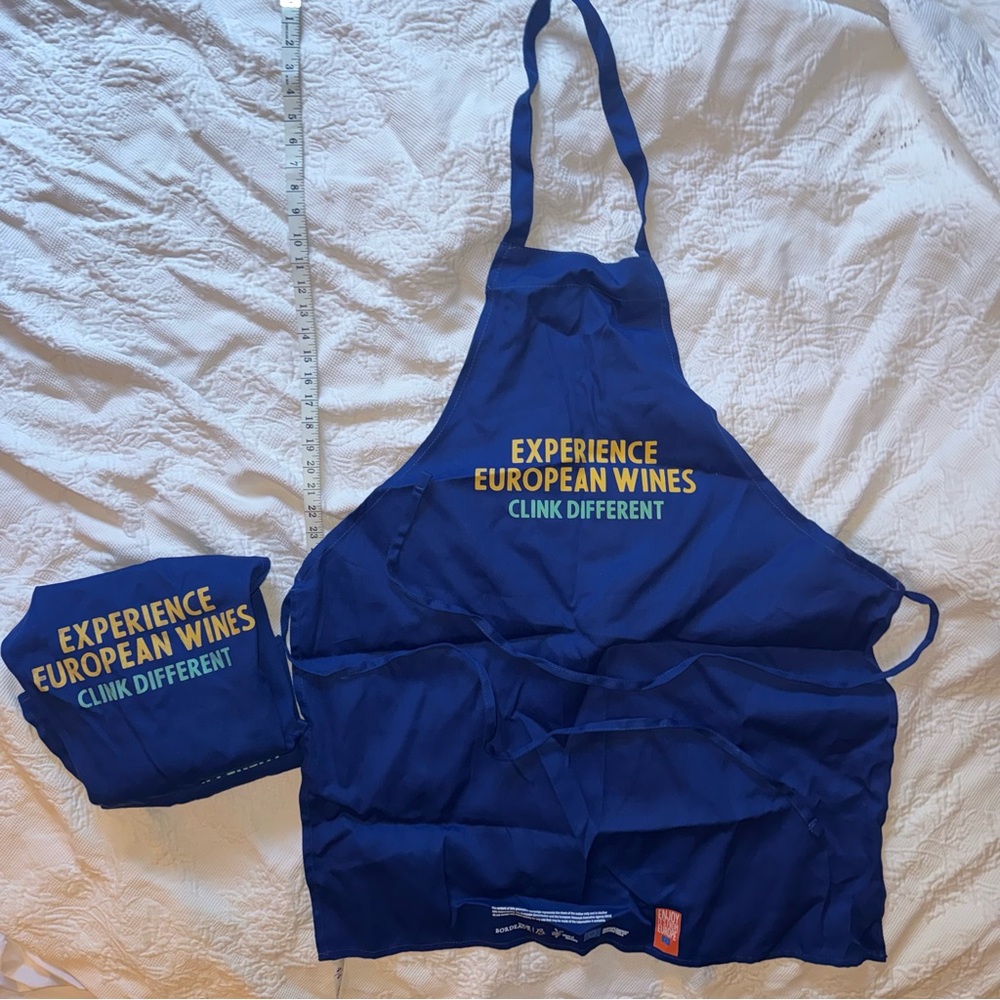 Bundle of 3 Blue Kitchen Aprons – New “Clink Different European Wine” Logo